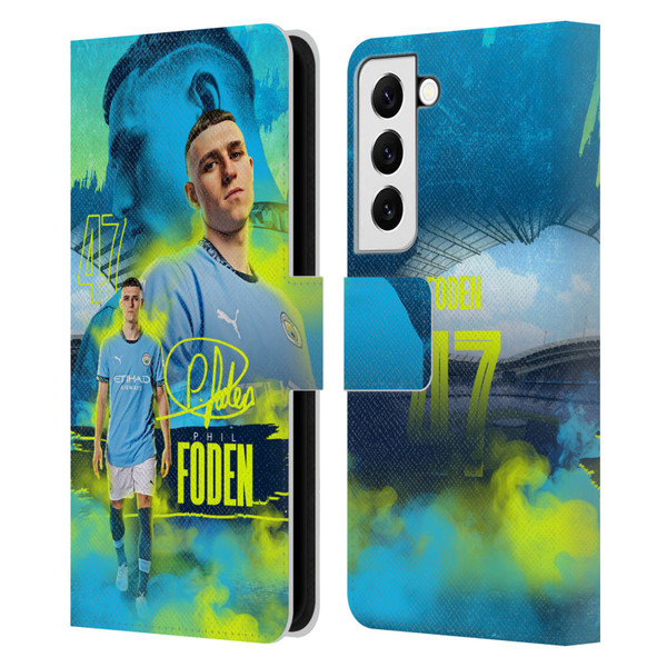 Manchester City Man City FC 2024/25 First Team Phil Foden Leather Book Wallet Case Cover For Samsung Galaxy S22 5G