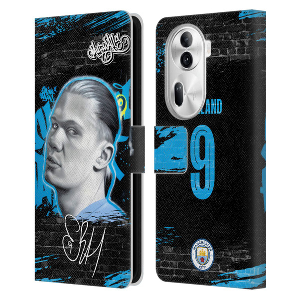 Manchester City Man City FC Graffiti Collection by Murwalls Erling Haaland Leather Book Wallet Case Cover For OPPO Reno11