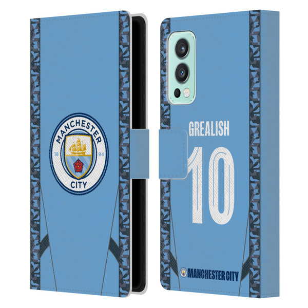 Manchester City Man City FC 2024/25 Players Home Kit Jack Grealish Leather Book Wallet Case Cover For OnePlus Nord 2 5G