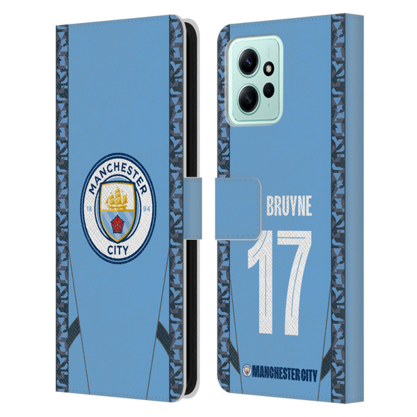 Manchester City Man City FC 2024/25 Players Home Kit Kevin De Bruyne Leather Book Wallet Case Cover For Xiaomi Redmi 12