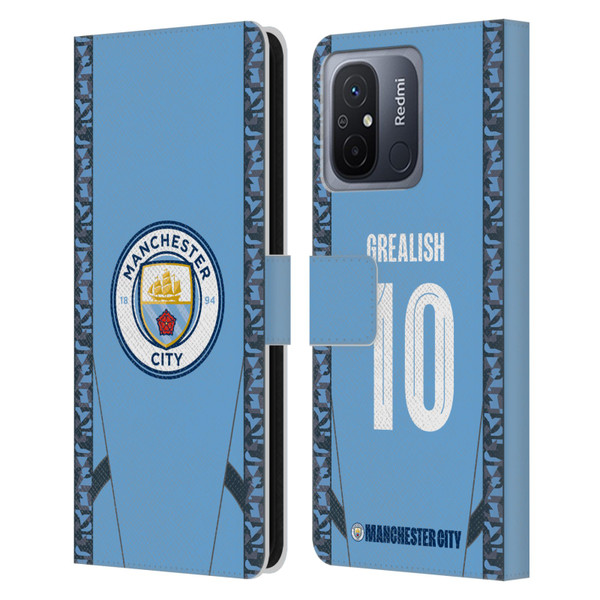 Manchester City Man City FC 2024/25 Players Home Kit Jack Grealish Leather Book Wallet Case Cover For Xiaomi Redmi 12C