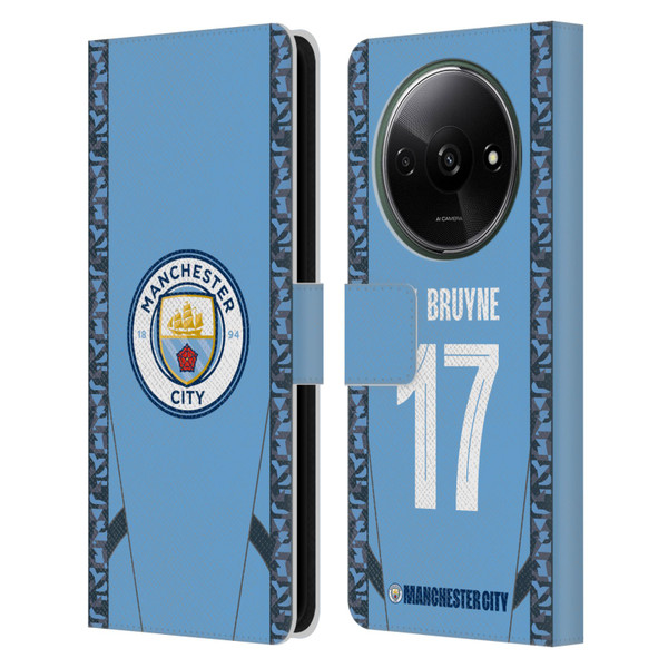 Manchester City Man City FC 2024/25 Players Home Kit Kevin De Bruyne Leather Book Wallet Case Cover For Xiaomi Redmi A3