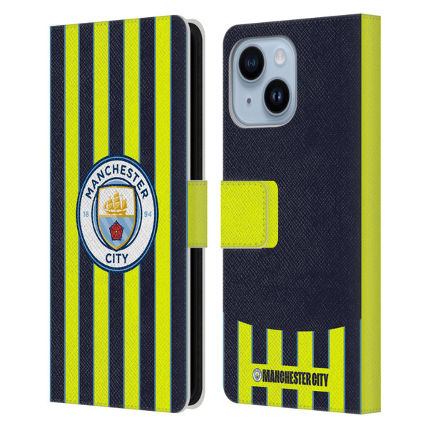 Manchester City Man City FC 2024/25 Badge Kit Away Leather Book Wallet Case Cover For Apple iPhone 14 Plus