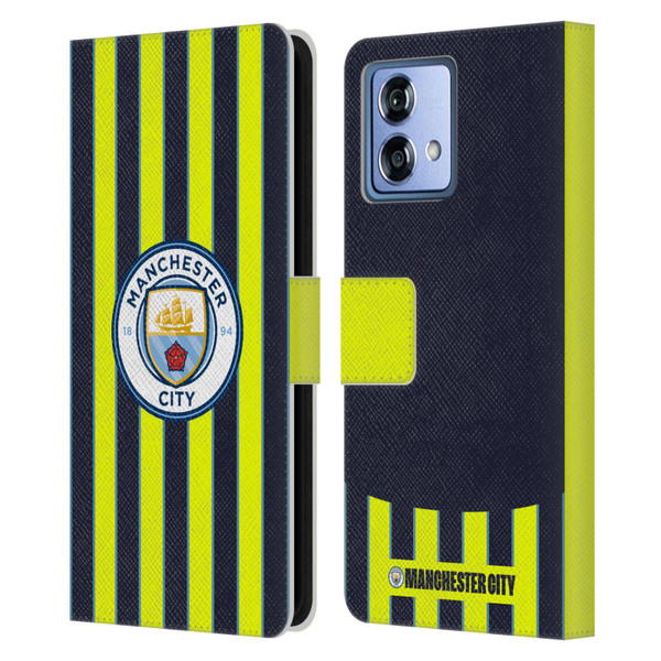Manchester City Man City FC 2024/25 Badge Kit Away Leather Book Wallet Case Cover For Motorola Moto G84 5G