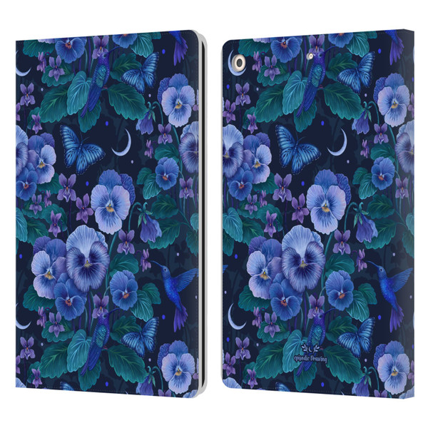 Episodic Drawing Florals & Serpents Violet Blue Flowers Leather Book Wallet Case Cover For Apple iPad 10.2 2019/2020/2021