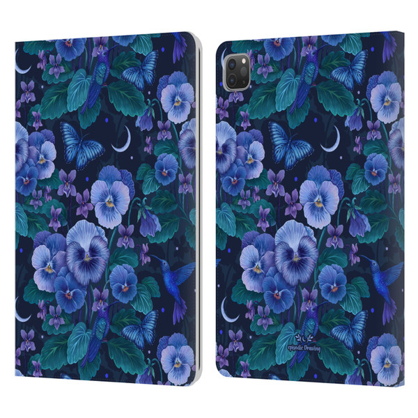 Episodic Drawing Florals & Serpents Violet Blue Flowers Leather Book Wallet Case Cover For Apple iPad Pro 11 2020 / 2021 / 2022