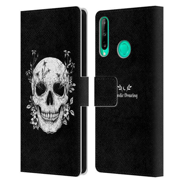 Episodic Drawing Mix Illustrations Floral Skull Leather Book Wallet Case Cover For Huawei P40 lite E