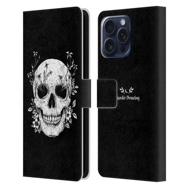 Episodic Drawing Mix Illustrations Floral Skull Leather Book Wallet Case Cover For Apple iPhone 16 Pro Max