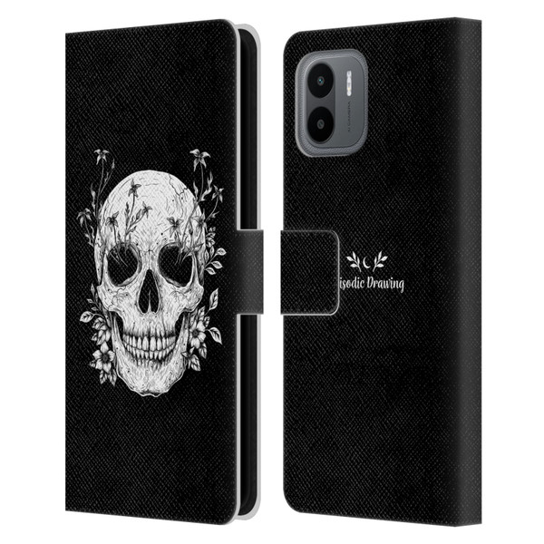 Episodic Drawing Mix Illustrations Floral Skull Leather Book Wallet Case Cover For Xiaomi Redmi A2