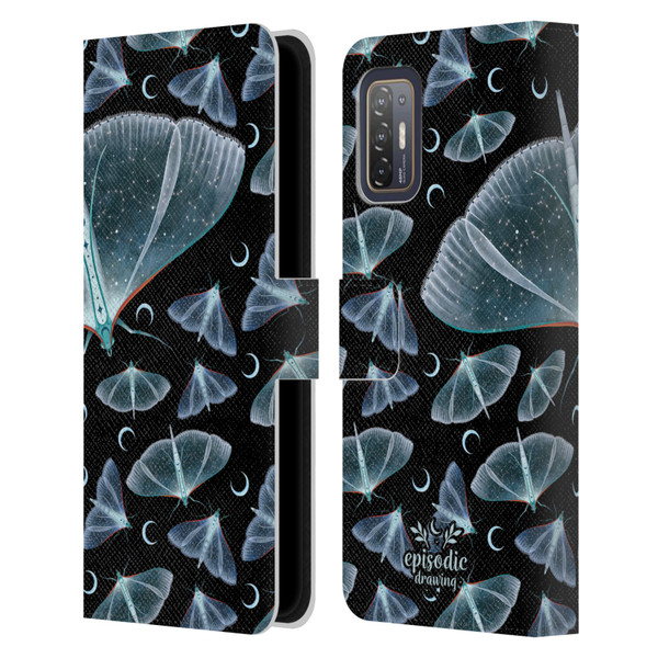 Episodic Drawing Moth Patterns Translucent Leather Book Wallet Case Cover For HTC Desire 21 Pro 5G
