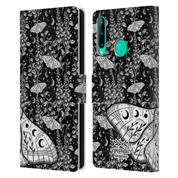 Episodic Drawing Moth Patterns White Leather Book Wallet Case Cover For Huawei P40 lite E