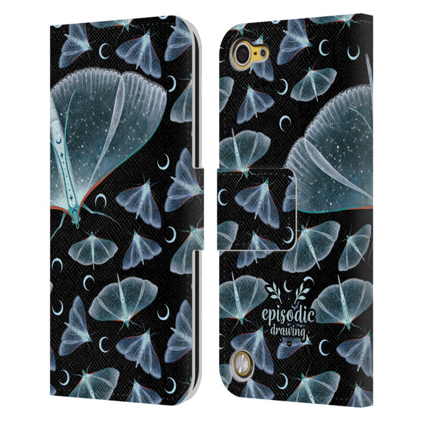 Episodic Drawing Moth Patterns Translucent Leather Book Wallet Case Cover For Apple iPod Touch 5G 5th Gen
