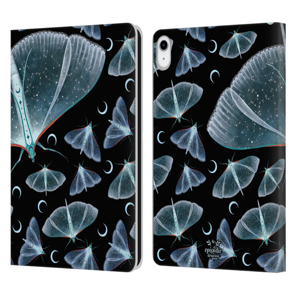 Episodic Drawing Moth Patterns Translucent Leather Book Wallet Case Cover For Apple iPad 10.9 2022/2025