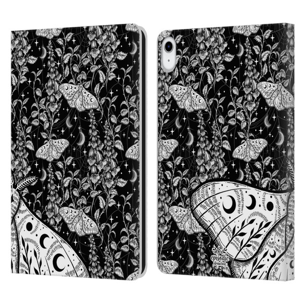 Episodic Drawing Moth Patterns White Leather Book Wallet Case Cover For Apple iPad 10.9 2022/2025