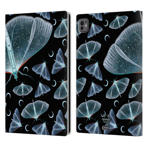 Episodic Drawing Moth Patterns Translucent Leather Book Wallet Case Cover For Apple iPad Pro 11 M4 2024