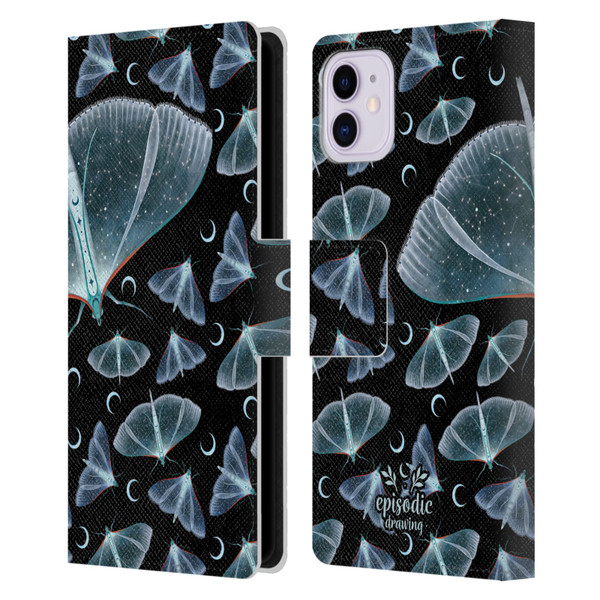 Episodic Drawing Moth Patterns Translucent Leather Book Wallet Case Cover For Apple iPhone 11