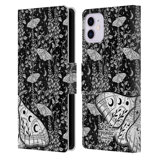 Episodic Drawing Moth Patterns White Leather Book Wallet Case Cover For Apple iPhone 11