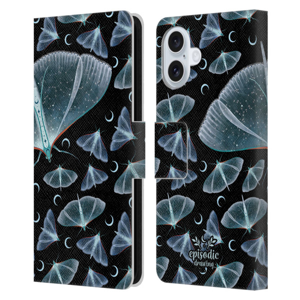 Episodic Drawing Moth Patterns Translucent Leather Book Wallet Case Cover For Apple iPhone 16 Plus