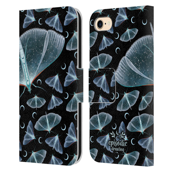 Episodic Drawing Moth Patterns Translucent Leather Book Wallet Case Cover For Apple iPhone 7 / 8 / SE 2020 & 2022
