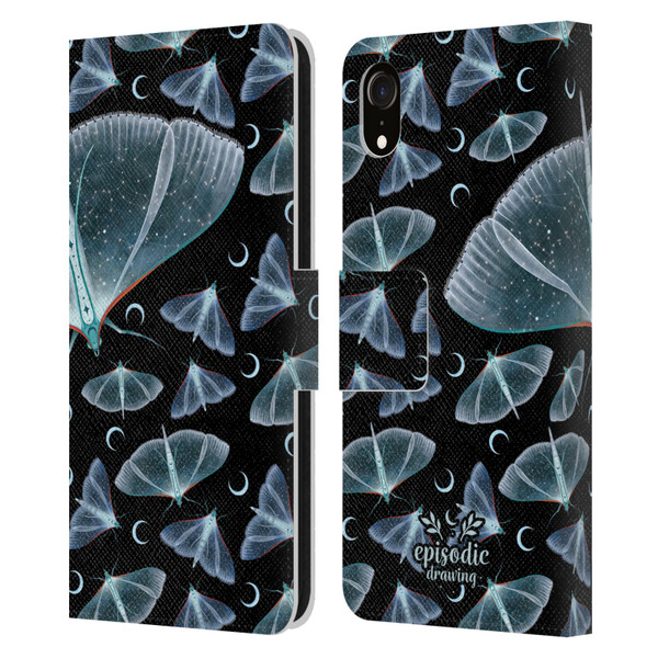 Episodic Drawing Moth Patterns Translucent Leather Book Wallet Case Cover For Apple iPhone XR