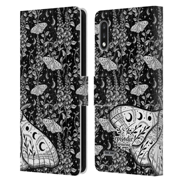 Episodic Drawing Moth Patterns White Leather Book Wallet Case Cover For LG K22