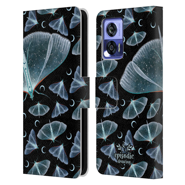 Episodic Drawing Moth Patterns Translucent Leather Book Wallet Case Cover For Motorola Edge 30 Neo 5G