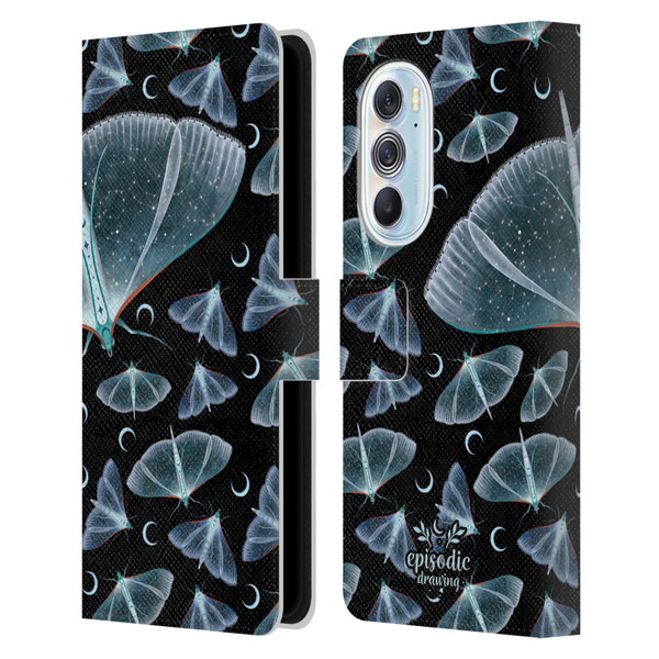Episodic Drawing Moth Patterns Translucent Leather Book Wallet Case Cover For Motorola Edge X30
