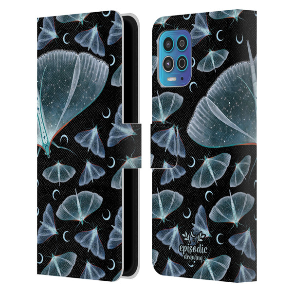 Episodic Drawing Moth Patterns Translucent Leather Book Wallet Case Cover For Motorola Moto G100