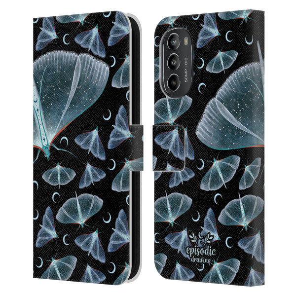 Episodic Drawing Moth Patterns Translucent Leather Book Wallet Case Cover For Motorola Moto G82 5G