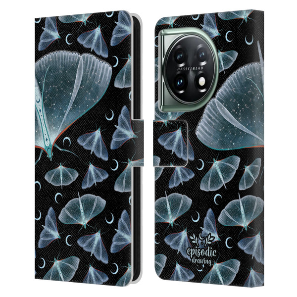 Episodic Drawing Moth Patterns Translucent Leather Book Wallet Case Cover For OnePlus 11 5G