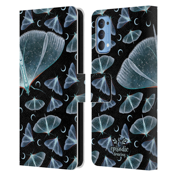 Episodic Drawing Moth Patterns Translucent Leather Book Wallet Case Cover For OPPO Reno 4 5G