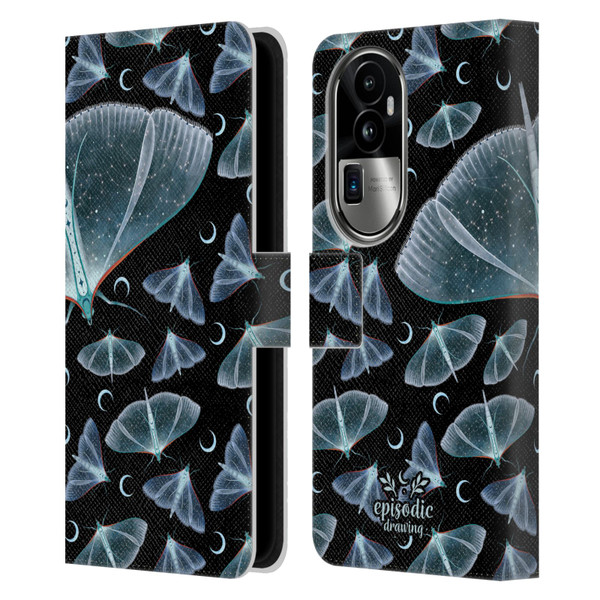 Episodic Drawing Moth Patterns Translucent Leather Book Wallet Case Cover For OPPO Reno10 Pro+