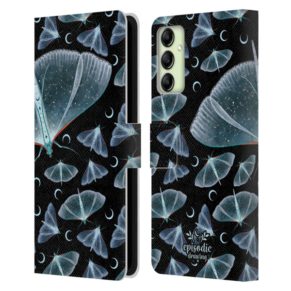Episodic Drawing Moth Patterns Translucent Leather Book Wallet Case Cover For Samsung Galaxy A14 5G