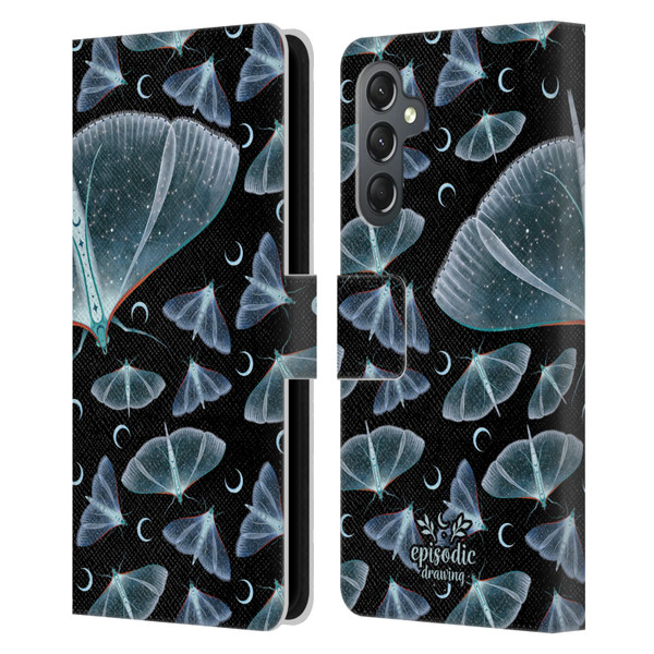 Episodic Drawing Moth Patterns Translucent Leather Book Wallet Case Cover For Samsung Galaxy A25 5G
