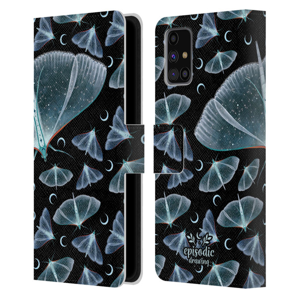 Episodic Drawing Moth Patterns Translucent Leather Book Wallet Case Cover For Samsung Galaxy M31s (2020)