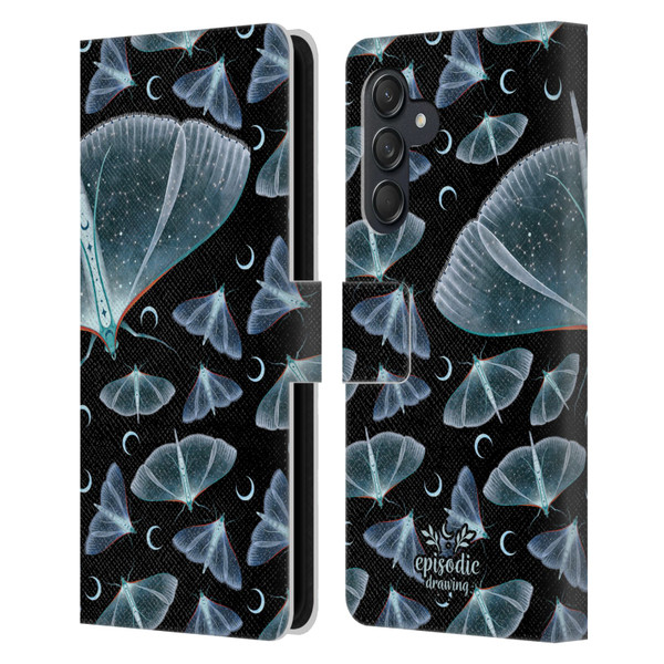 Episodic Drawing Moth Patterns Translucent Leather Book Wallet Case Cover For Samsung Galaxy M55 5G
