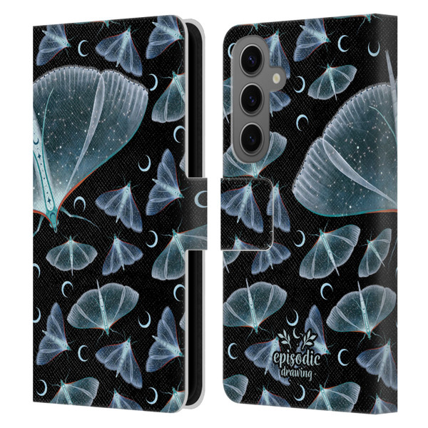 Episodic Drawing Moth Patterns Translucent Leather Book Wallet Case Cover For Samsung Galaxy S25