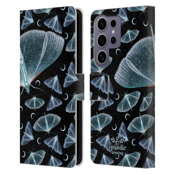 Episodic Drawing Moth Patterns Translucent Leather Book Wallet Case Cover For Samsung Galaxy S25 Ultra