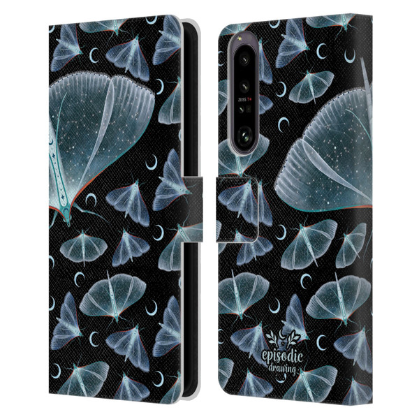 Episodic Drawing Moth Patterns Translucent Leather Book Wallet Case Cover For Sony Xperia 1 IV