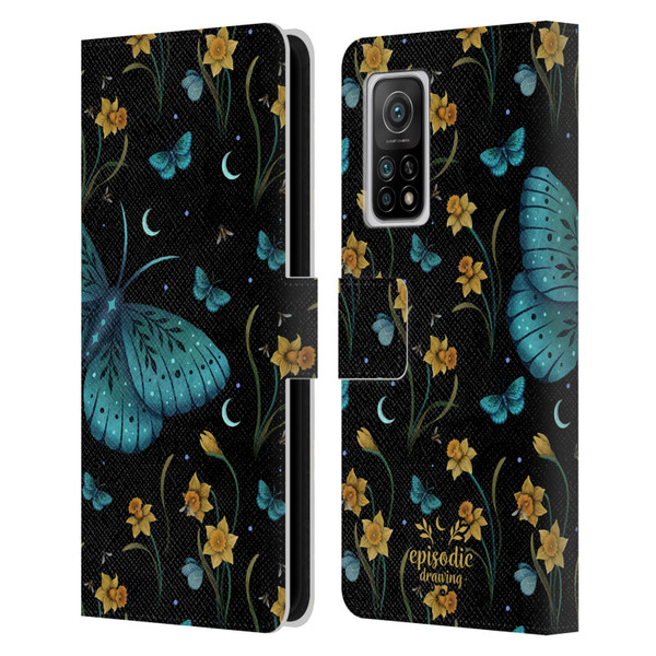 Episodic Drawing Moth Patterns Daffodil Flowers Leather Book Wallet Case Cover For Xiaomi Mi 10T 5G