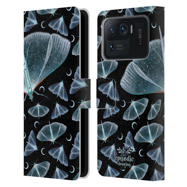 Episodic Drawing Moth Patterns Translucent Leather Book Wallet Case Cover For Xiaomi Mi 11 Ultra