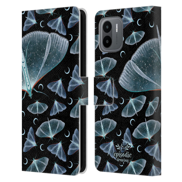 Episodic Drawing Moth Patterns Translucent Leather Book Wallet Case Cover For Xiaomi Redmi A2