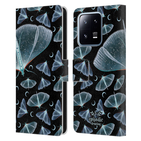Episodic Drawing Moth Patterns Translucent Leather Book Wallet Case Cover For Xiaomi 13 Pro 5G