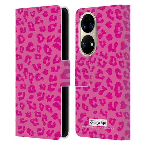 P.D. Moreno Patterns Pink Leopard Leather Book Wallet Case Cover For Huawei P50