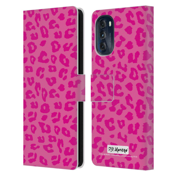 P.D. Moreno Patterns Pink Leopard Leather Book Wallet Case Cover For Motorola Moto G (2022)