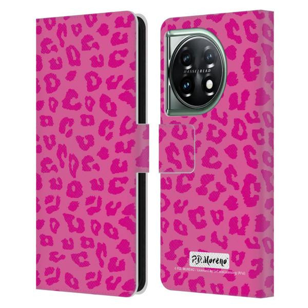 P.D. Moreno Patterns Pink Leopard Leather Book Wallet Case Cover For OnePlus 11 5G