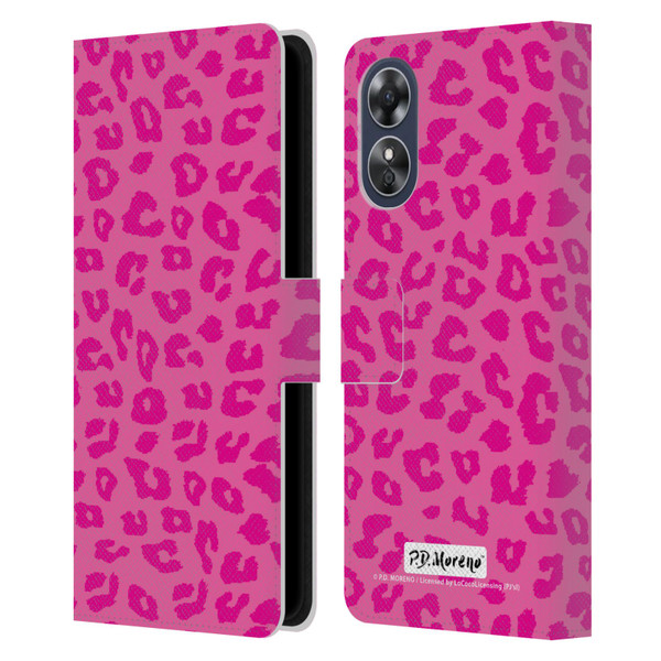 P.D. Moreno Patterns Pink Leopard Leather Book Wallet Case Cover For OPPO A17