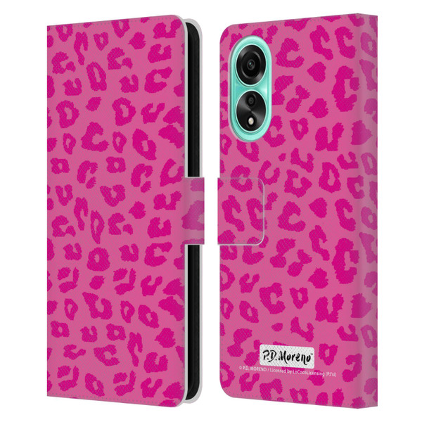 P.D. Moreno Patterns Pink Leopard Leather Book Wallet Case Cover For OPPO A78 4G