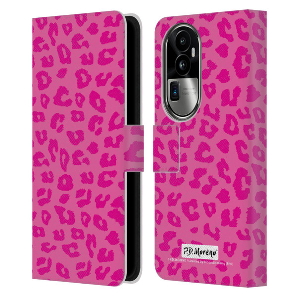 P.D. Moreno Patterns Pink Leopard Leather Book Wallet Case Cover For OPPO Reno10 Pro+