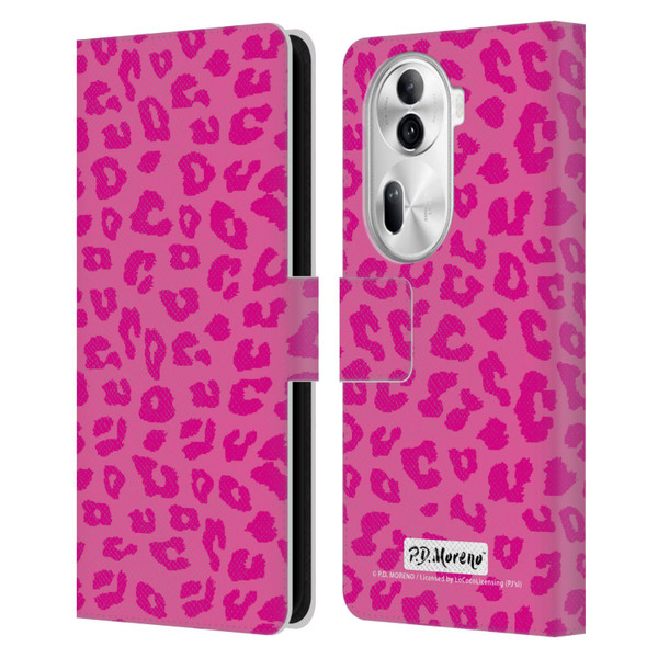 P.D. Moreno Patterns Pink Leopard Leather Book Wallet Case Cover For OPPO Reno11